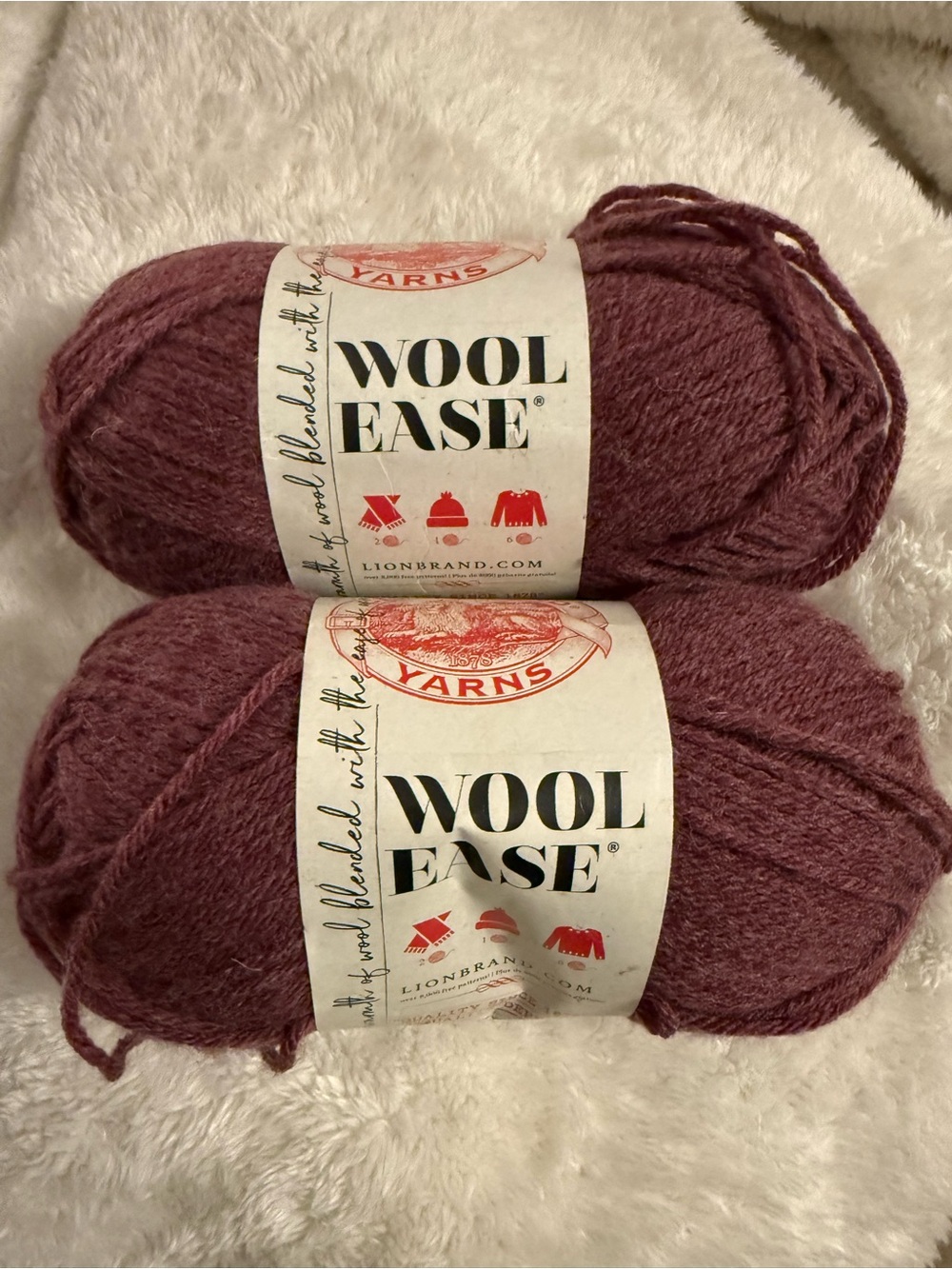 Wool-Ease Yarn in Plum - Soft Blend for Knitting & Crochet